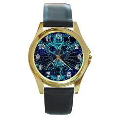 Zodiac Sign Astrology Horoscope Round Gold Metal Watch by Wegoenart