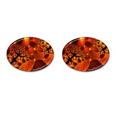 Leaf Autumn Nature Background Cufflinks (oval) by Wegoenart