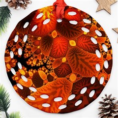 Leaf Autumn Nature Background Ornament (round Filigree)