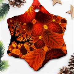 Leaf Autumn Nature Background Snowflake Ornament (two Sides)