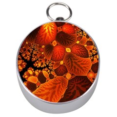 Leaf Autumn Nature Background Silver Compasses by Wegoenart