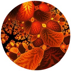 Leaf Autumn Nature Background Wooden Puzzle Round