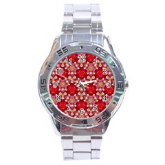 Design Pattern Texture Stainless Steel Analogue Watch