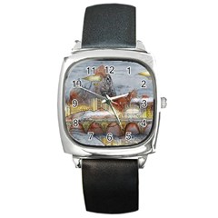 Airships Flight Travel Sky Square Metal Watch by Wegoenart