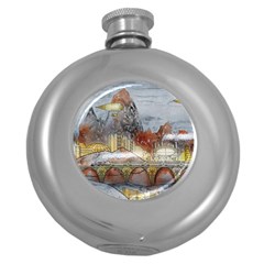 Airships Flight Travel Sky Round Hip Flask (5 Oz)