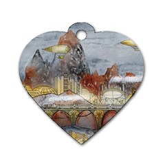 Airships Flight Travel Sky Dog Tag Heart (one Side) by Wegoenart