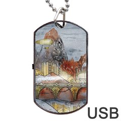 Airships Flight Travel Sky Dog Tag Usb Flash (two Sides) by Wegoenart