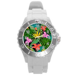 Tropical Greens Round Plastic Sport Watch (l) by Sobalvarro