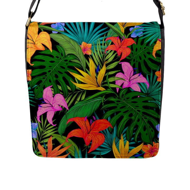 Tropical Greens Flap Closure Messenger Bag (L)