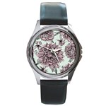 Flowers Round Metal Watch Front