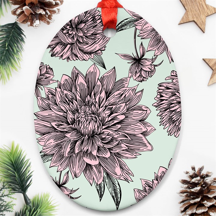 Flowers Oval Ornament (Two Sides)