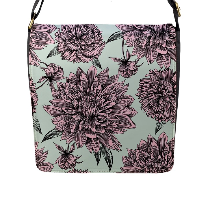 Flowers Flap Closure Messenger Bag (L)