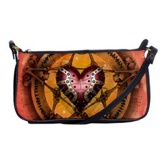 Awesome Heart On A Pentagram With Skulls Shoulder Clutch Bag by FantasyWorld7