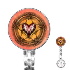 Awesome Heart On A Pentagram With Skulls Stainless Steel Nurses Watch by FantasyWorld7