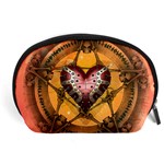 Awesome Heart On A Pentagram With Skulls Accessory Pouch (Large) Front