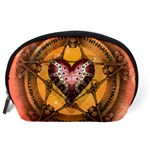 Awesome Heart On A Pentagram With Skulls Accessory Pouch (Large) Back