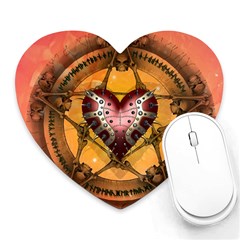 Awesome Heart On A Pentagram With Skulls Heart Mousepads by FantasyWorld7