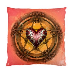 Awesome Heart On A Pentagram With Skulls Standard Cushion Case (one Side) by FantasyWorld7