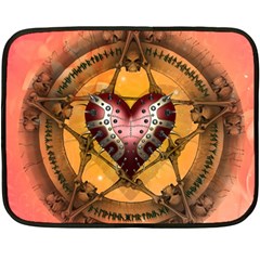 Awesome Heart On A Pentagram With Skulls Double Sided Fleece Blanket (mini)  by FantasyWorld7