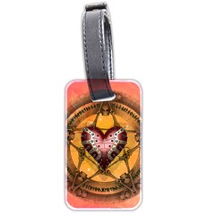 Awesome Heart On A Pentagram With Skulls Luggage Tag (two Sides) by FantasyWorld7