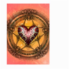 Awesome Heart On A Pentagram With Skulls Large Garden Flag (two Sides) by FantasyWorld7