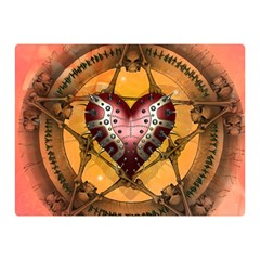 Awesome Heart On A Pentagram With Skulls Double Sided Flano Blanket (mini)  by FantasyWorld7