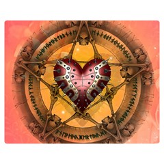 Awesome Heart On A Pentagram With Skulls Double Sided Flano Blanket (medium)  by FantasyWorld7