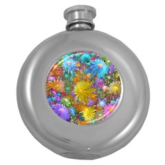 Apo Flower Power  Round Hip Flask (5 Oz) by WolfepawFractals