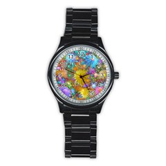 Apo Flower Power  Stainless Steel Round Watch by WolfepawFractals