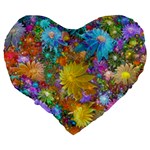 Apo Flower Power  Large 19  Premium Flano Heart Shape Cushions Back