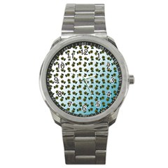 Blue Gradient Flower Sport Metal Watch by snowwhitegirl