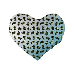 Blue Gradient Flower Standard 16  Premium Heart Shape Cushions by snowwhitegirl