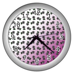 Magenta Gradient Flower Wall Clock (silver) by snowwhitegirl