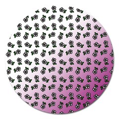 Magenta Gradient Flower Magnet 5  (round) by snowwhitegirl