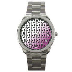 Magenta Gradient Flower Sport Metal Watch