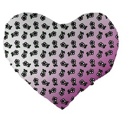 Magenta Gradient Flower Large 19  Premium Flano Heart Shape Cushions by snowwhitegirl