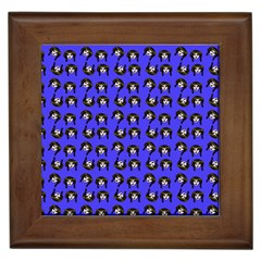 Retro Girl Daisy Chain Pattern Blue Framed Tile by snowwhitegirl