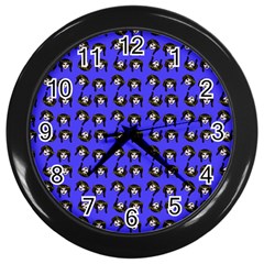 Retro Girl Daisy Chain Pattern Blue Wall Clock (black) by snowwhitegirl