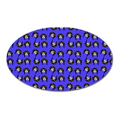 Retro Girl Daisy Chain Pattern Blue Oval Magnet by snowwhitegirl