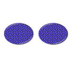 Retro Girl Daisy Chain Pattern Blue Cufflinks (oval) by snowwhitegirl