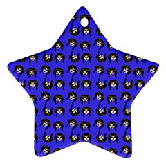 Retro Girl Daisy Chain Pattern Blue Star Ornament (two Sides) by snowwhitegirl