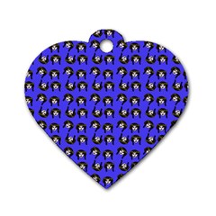 Retro Girl Daisy Chain Pattern Blue Dog Tag Heart (two Sides) by snowwhitegirl