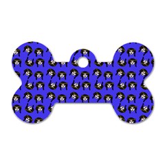 Retro Girl Daisy Chain Pattern Blue Dog Tag Bone (two Sides) by snowwhitegirl