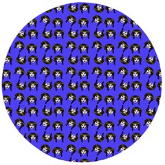 Retro Girl Daisy Chain Pattern Blue Wooden Bottle Opener (round) by snowwhitegirl