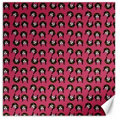 Retro Girl Daisy Chain Pattern Pink Canvas 16  X 16  by snowwhitegirl