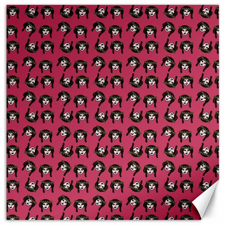 Retro Girl Daisy Chain Pattern Pink Canvas 16  x 16 