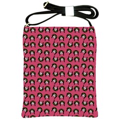 Retro Girl Daisy Chain Pattern Pink Shoulder Sling Bag by snowwhitegirl