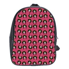 Retro Girl Daisy Chain Pattern Pink School Bag (xl) by snowwhitegirl