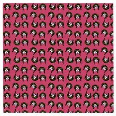 Retro Girl Daisy Chain Pattern Pink Wooden Puzzle Square