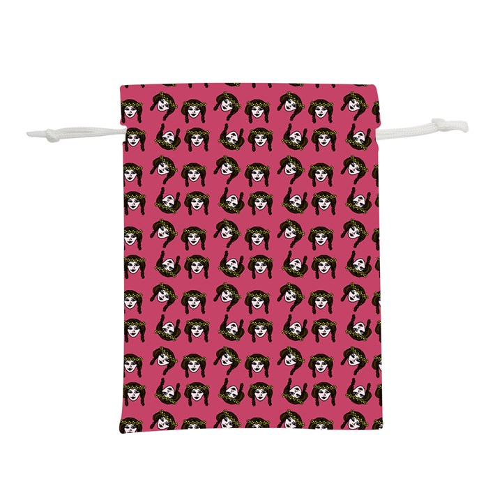 Retro Girl Daisy Chain Pattern Pink Lightweight Drawstring Pouch (M)